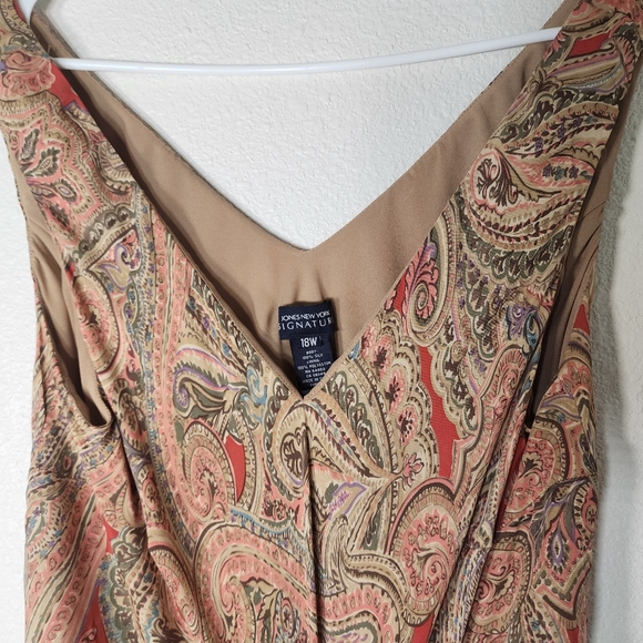 Jones New York Signature women midi dress Tan/ brown/red Size 18W - Picture 6 of 10